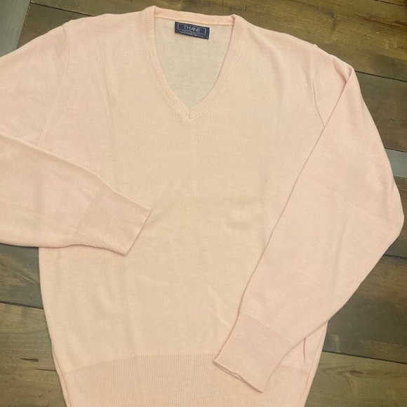 Vintage THANE pink v neck sweater‎ size L made in USA - Picture 1 of 5